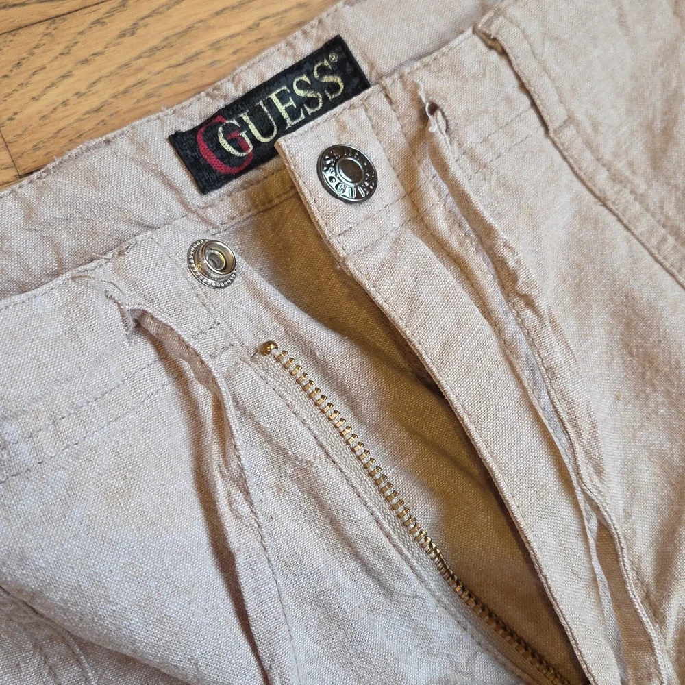 Guess Men's Beige Tan Linen Pants Size 30 Y2K